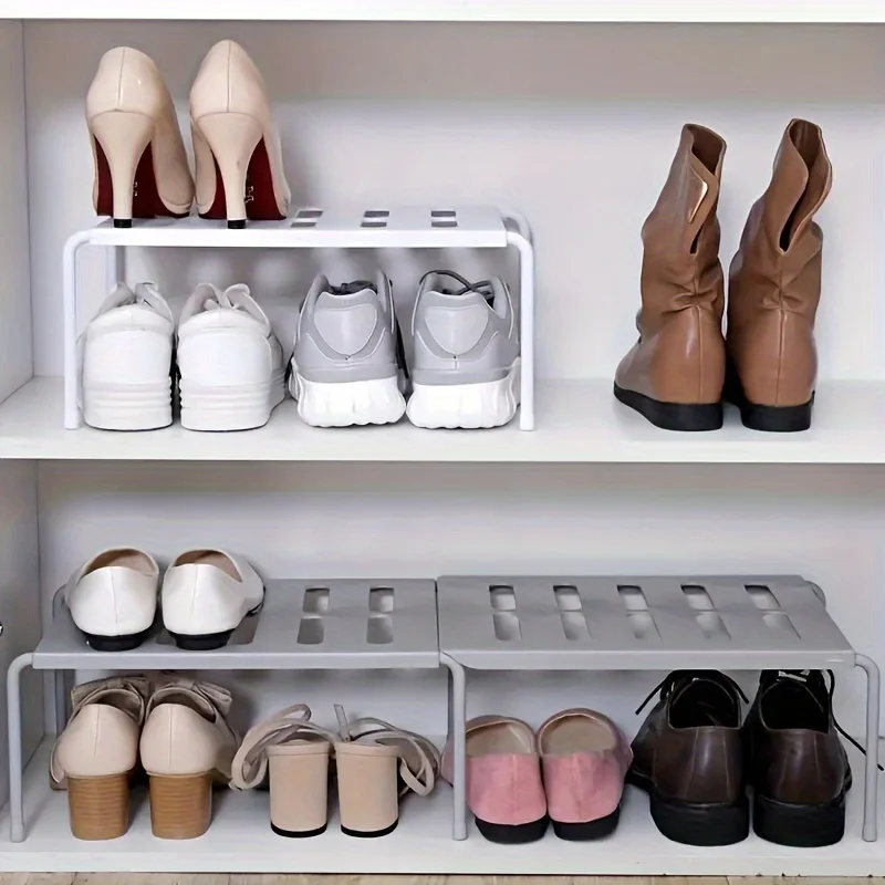 Adjustable Plastic Shoe Rack M - Sneaker Care White 评论和价格