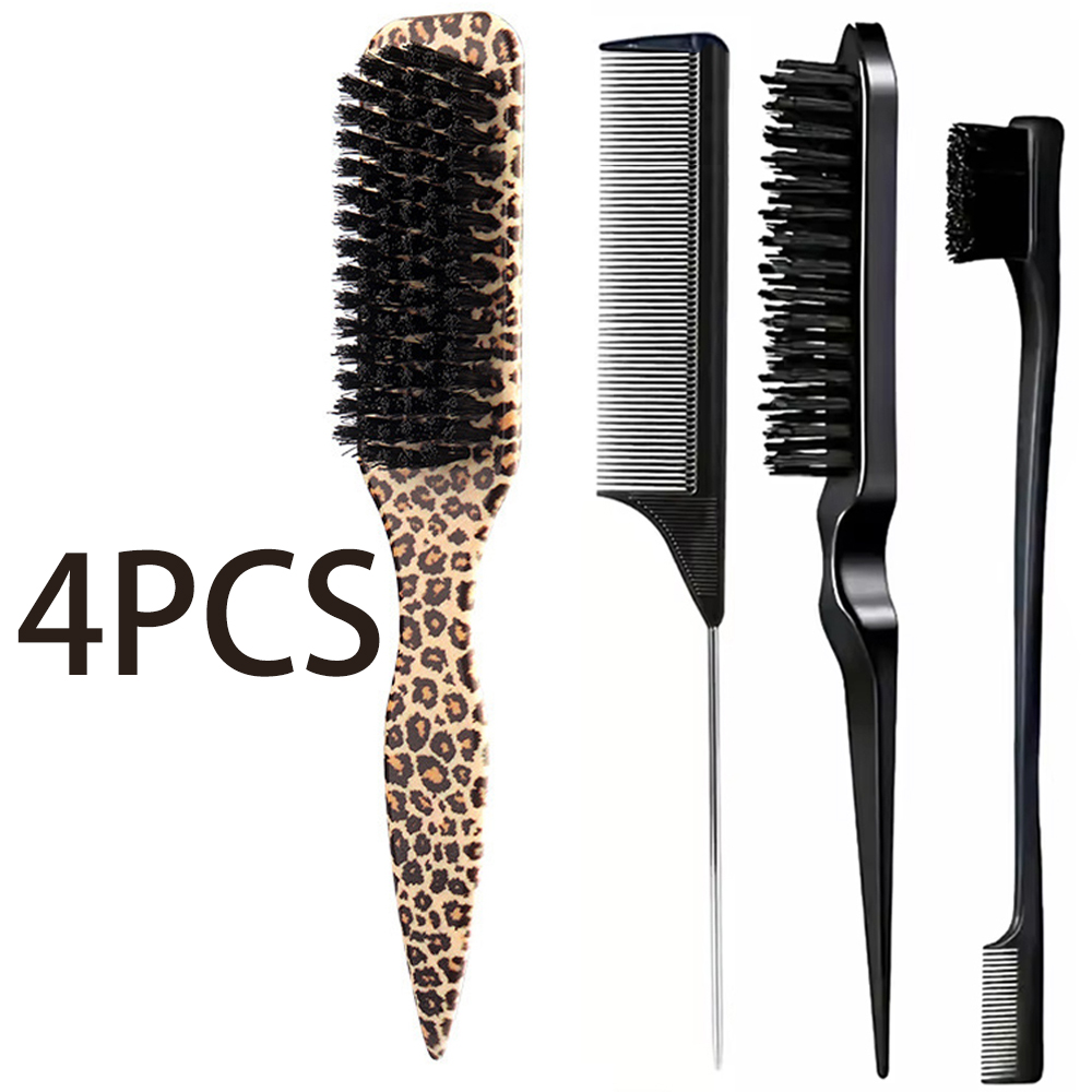 4Pc Boar Bristle Slick Back Ha - Brush Bristle Set 评论和价格